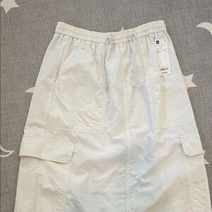 White Cargo Maxi Skirt with Pockets